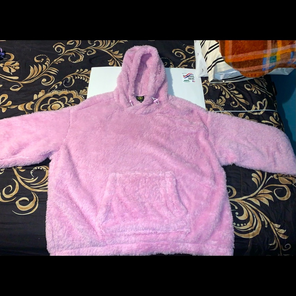 Purple soft fuzzy sweater/jacket/hoodie